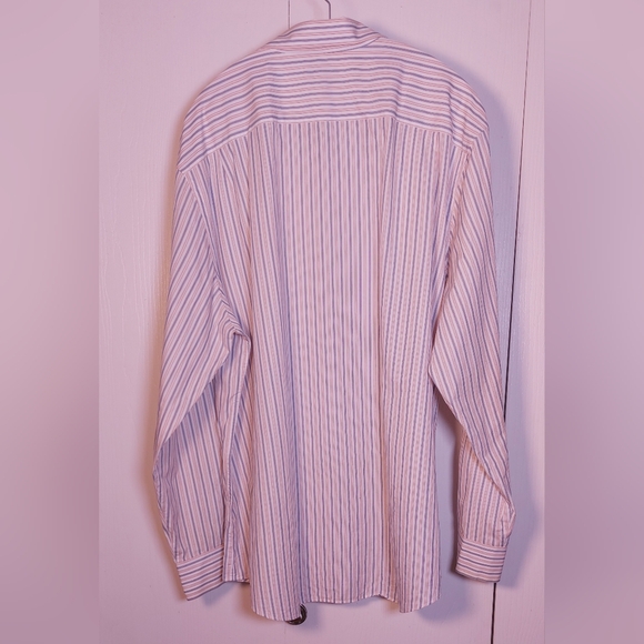 Banana Republic Men's Long-Sleeve Dress Shirt Size XL Stripes Blue White Orange - Picture 2 of 13